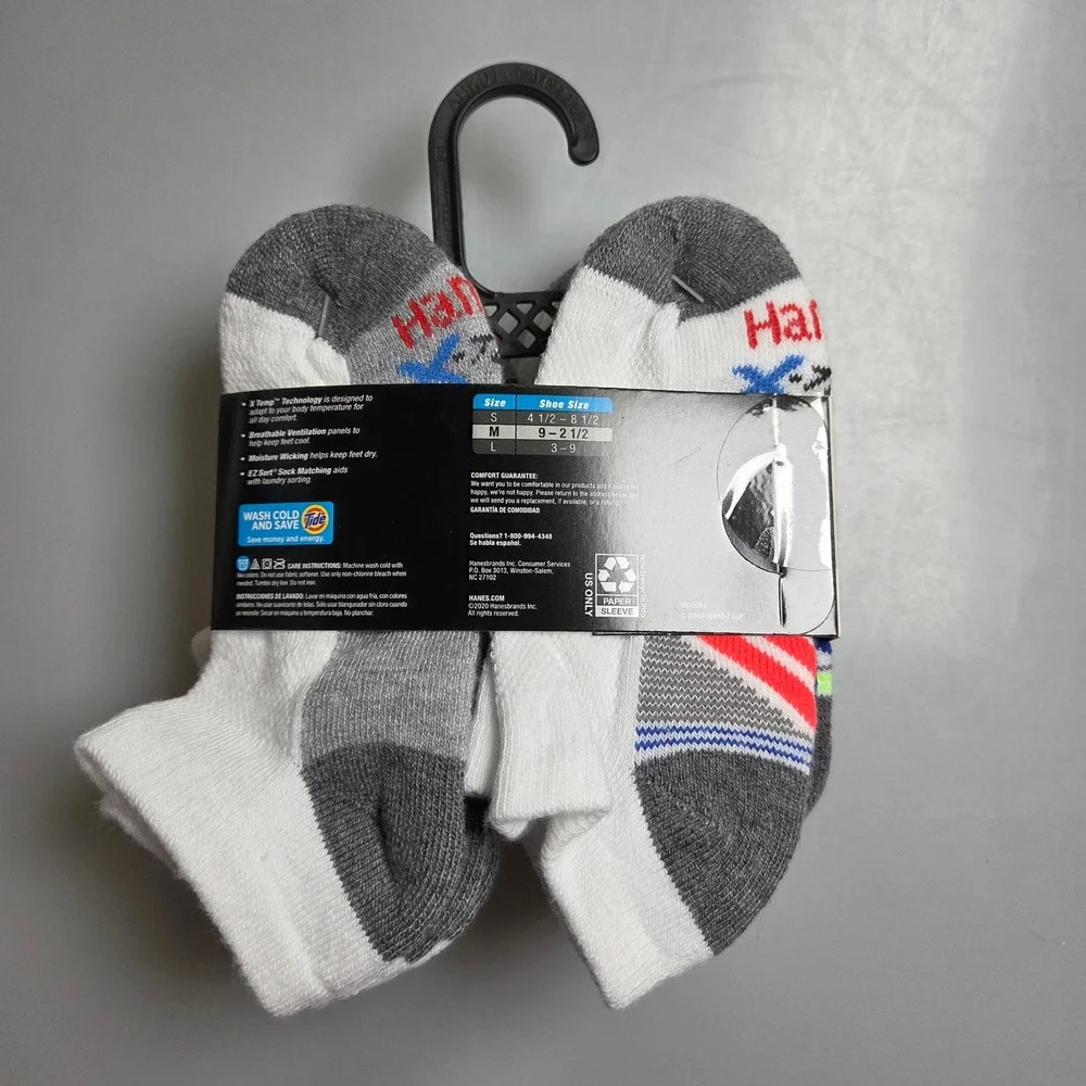Hanes Premium Boys No Show‎ Socks 10 Pair Pack X-Temp Breathable Size M 9-2.5